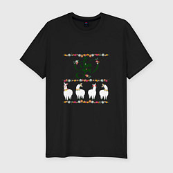 Футболка slim-fit Четыре ламы альпаки: i love you, цвет: черный
