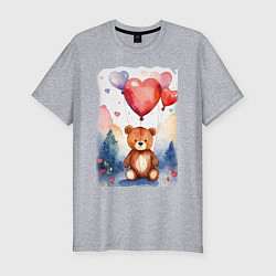Футболка slim-fit Милый мишка, цвет: меланж