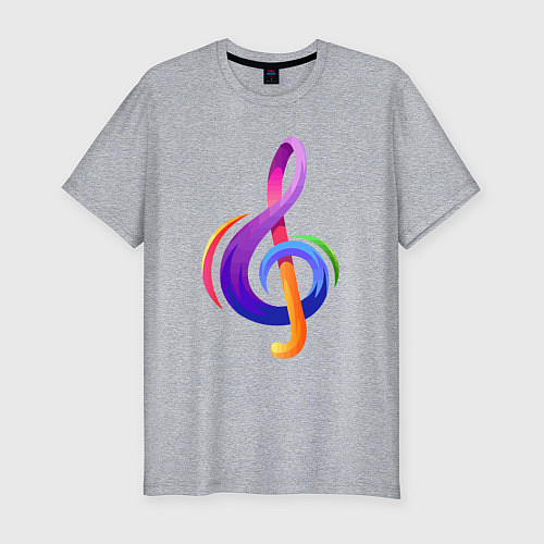 Мужская slim-футболка Скрипичный ключ в цвете / Меланж – фото 1