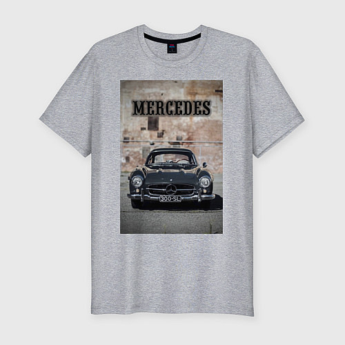 Мужская slim-футболка Mercedes-Benz 300SL / Меланж – фото 1