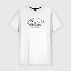 Футболка slim-fit Overthinking and also hungry, цвет: белый