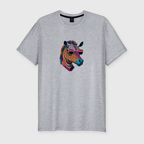 Мужская slim-футболка Красочная зебра / Меланж – фото 1