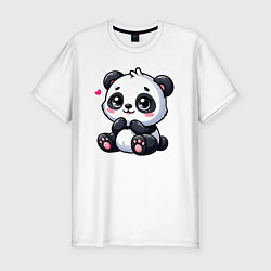 Футболка slim-fit Забавная маленькая панда, цвет: белый