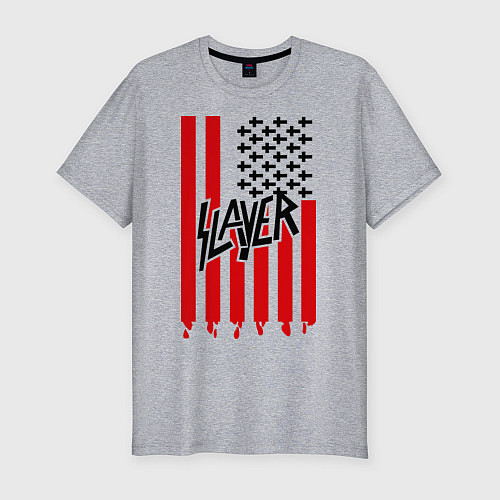 Мужская slim-футболка Slayer Flag / Меланж – фото 1