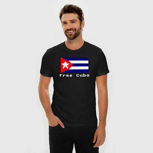 Мужская slim-футболка Free Cuba / Черный – фото 3