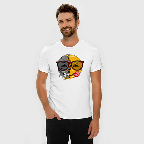 Мужская slim-футболка Смайл ботаник / Белый – фото 3