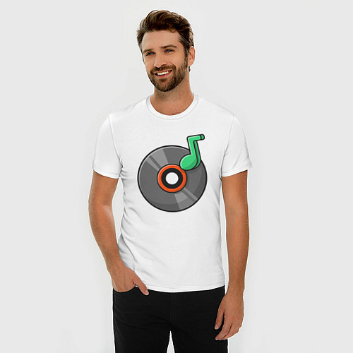 Мужская slim-футболка Vinyl music / Белый – фото 3