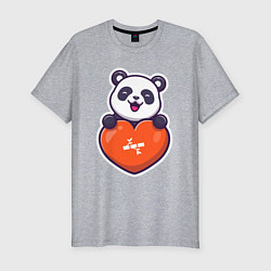 Футболка slim-fit Сердечная панда, цвет: меланж