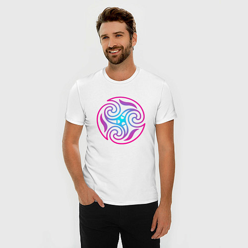 Мужская slim-футболка Кельтский пурпурный круглый узор / Белый – фото 3