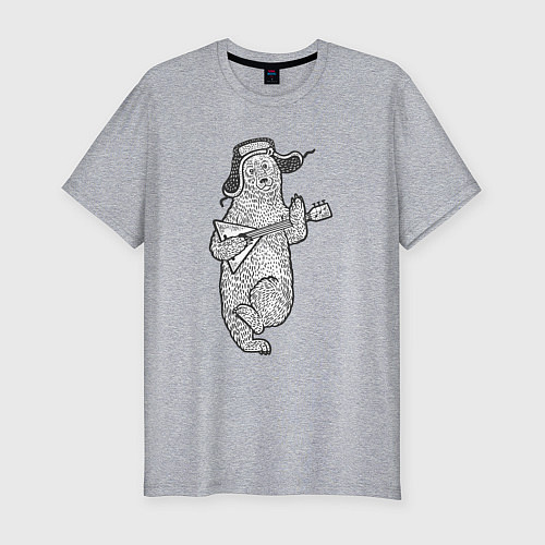 Мужская slim-футболка Мишутка с балалайкой / Меланж – фото 1