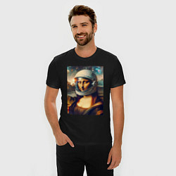 Футболка slim-fit Mona Lisa astronaut - neural network, цвет: черный — фото 2