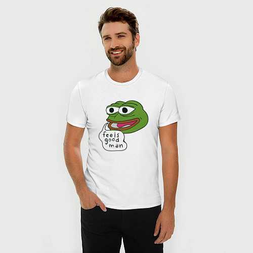 Мужская slim-футболка Pepe feels good man / Белый – фото 3