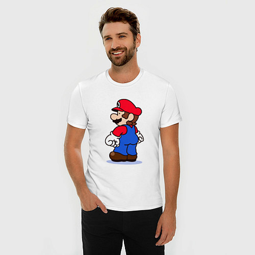 Мужская slim-футболка Марио с принцессой / Белый – фото 3