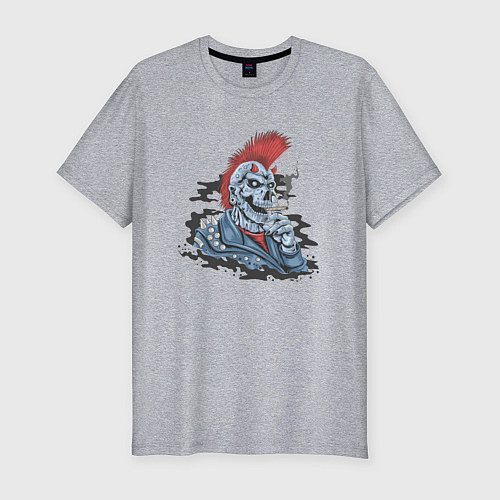 Мужская slim-футболка Панк с сигаретой / Меланж – фото 1