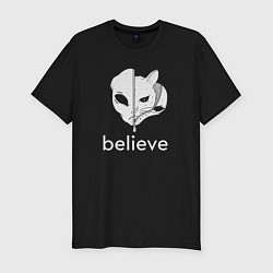Футболка slim-fit Believe в котов инопланетян, цвет: черный