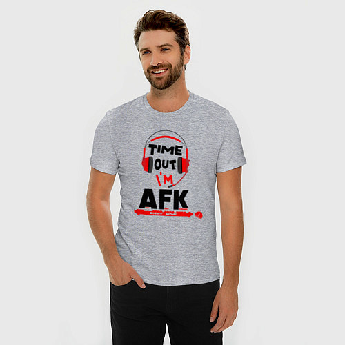 Мужская slim-футболка AFK - away from the keyboard / Меланж – фото 3