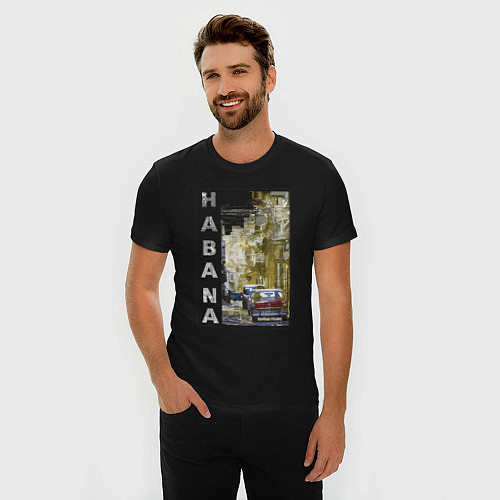 Мужская slim-футболка Гавана auto / Черный – фото 3