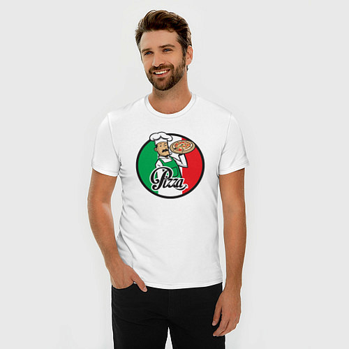 Мужская slim-футболка Итальянская пицца / Белый – фото 3