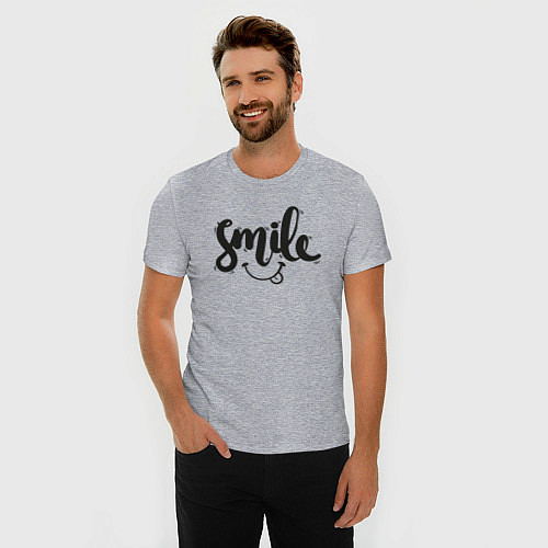 Мужская slim-футболка Funny smile / Меланж – фото 3