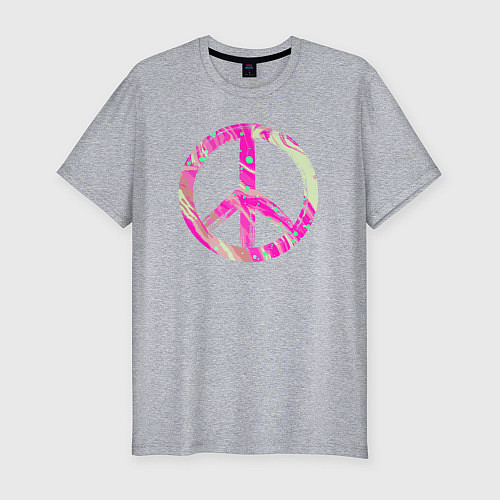 Мужская slim-футболка Pink peace / Меланж – фото 1