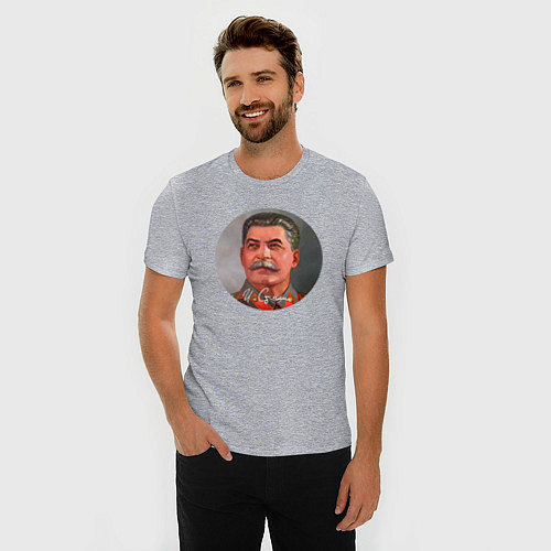 Мужская slim-футболка Stalin color / Меланж – фото 3