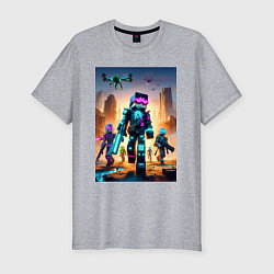 Футболка slim-fit Minecraft - cyberpunk ai art fantasy, цвет: меланж