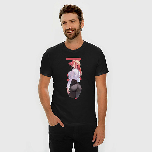 Мужская slim-футболка Человек-бензопила: Макима / Черный – фото 3