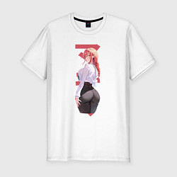 Футболка slim-fit Человек-бензопила: Макима, цвет: белый