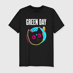 Футболка slim-fit Green Day rock star cat, цвет: черный