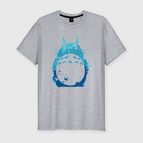 Мужская slim-футболка Blue Totoro / Меланж – фото 1