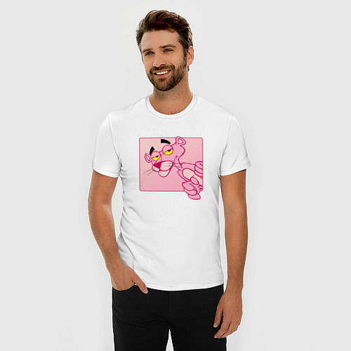 Мужская slim-футболка Розовая пантера из мультфильма / Белый – фото 3