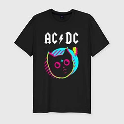 Футболка slim-fit AC DC rock star cat, цвет: черный
