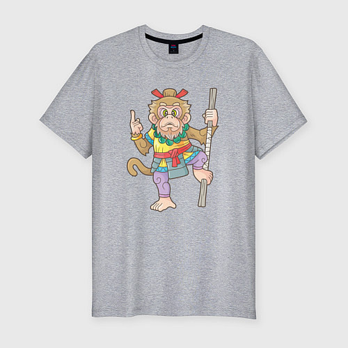 Мужская slim-футболка Царь обезьян / Меланж – фото 1