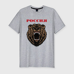 Футболка slim-fit Рык медведя Россия, цвет: меланж