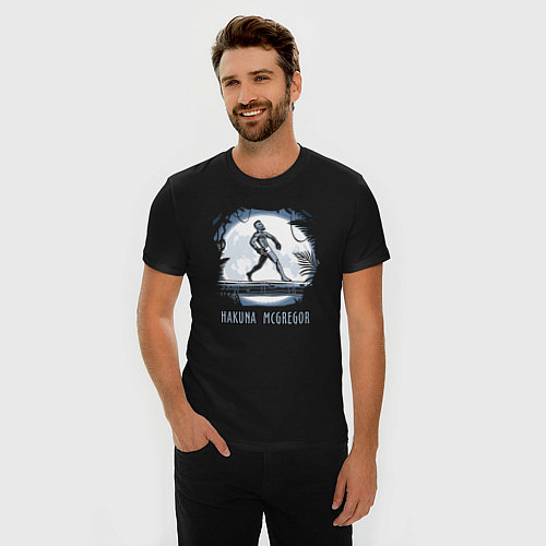 Мужская slim-футболка Hakuna McGregor / Черный – фото 3
