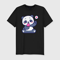 Футболка slim-fit Ice cream panda, цвет: черный