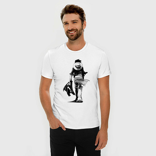 Мужская slim-футболка Луффи король пиратов / Белый – фото 3