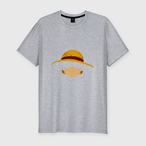 Мужская slim-футболка Луффи Монки соломенная шляпа / Меланж – фото 1
