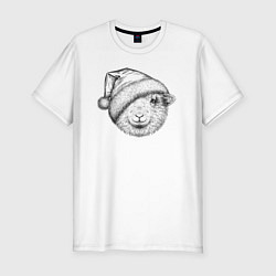 Футболка slim-fit Новогодняя овечка, цвет: белый