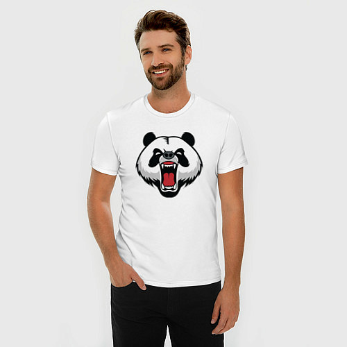 Мужская slim-футболка Сердитая панда / Белый – фото 3