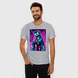 Футболка slim-fit Minecraft - dude in the neon city, цвет: меланж — фото 2