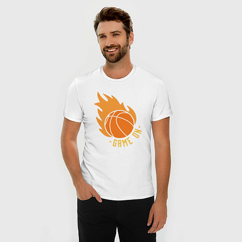 Мужская slim-футболка Game on basketball / Белый – фото 3