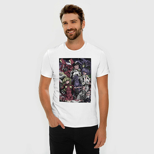 Мужская slim-футболка Евангелион Аска Лэнгли Сорью / Белый – фото 3