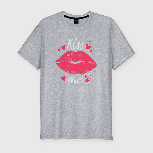 Мужская slim-футболка Kiss me / Меланж – фото 1