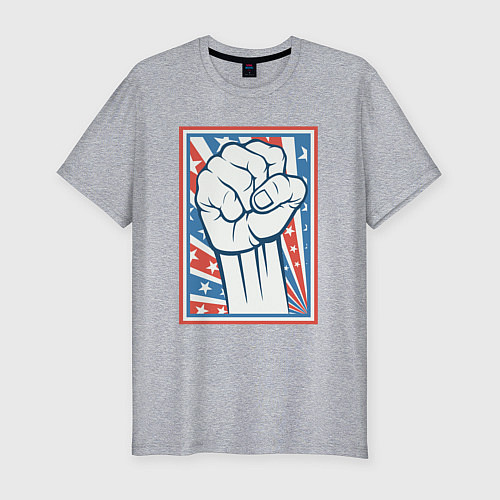 Мужская slim-футболка USA revolution / Меланж – фото 1