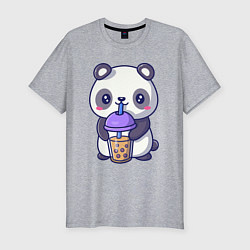 Футболка slim-fit Panda drink, цвет: меланж