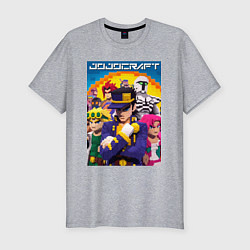 Футболка slim-fit Minecraft and Jojo collaboration - ai art, цвет: меланж