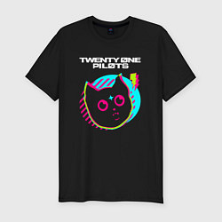 Футболка slim-fit Twenty One Pilots rock star cat, цвет: черный