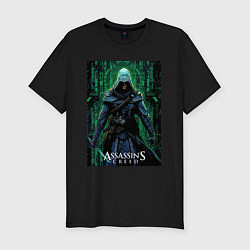 Футболка slim-fit Assassins creed стиль матрицы, цвет: черный