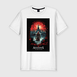 Футболка slim-fit Assassins creed загадочный город, цвет: белый